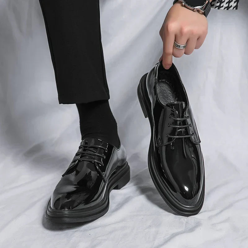 Men's Patent Lace Up Derby Formal Shoes