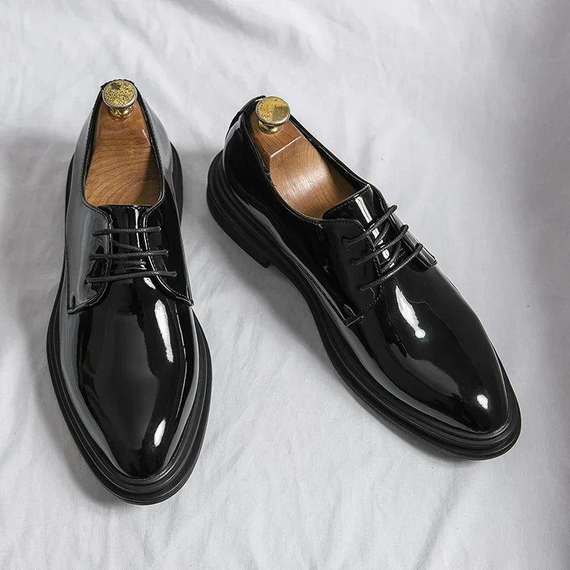 Men's Patent Lace Up Derby Formal Shoes