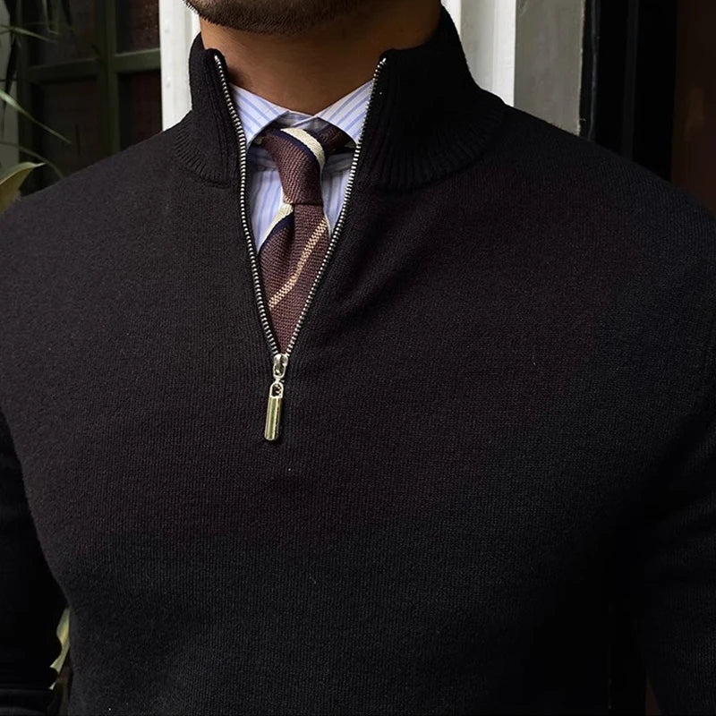 Men's Quarter Zip Jumper for Autumn and Winter