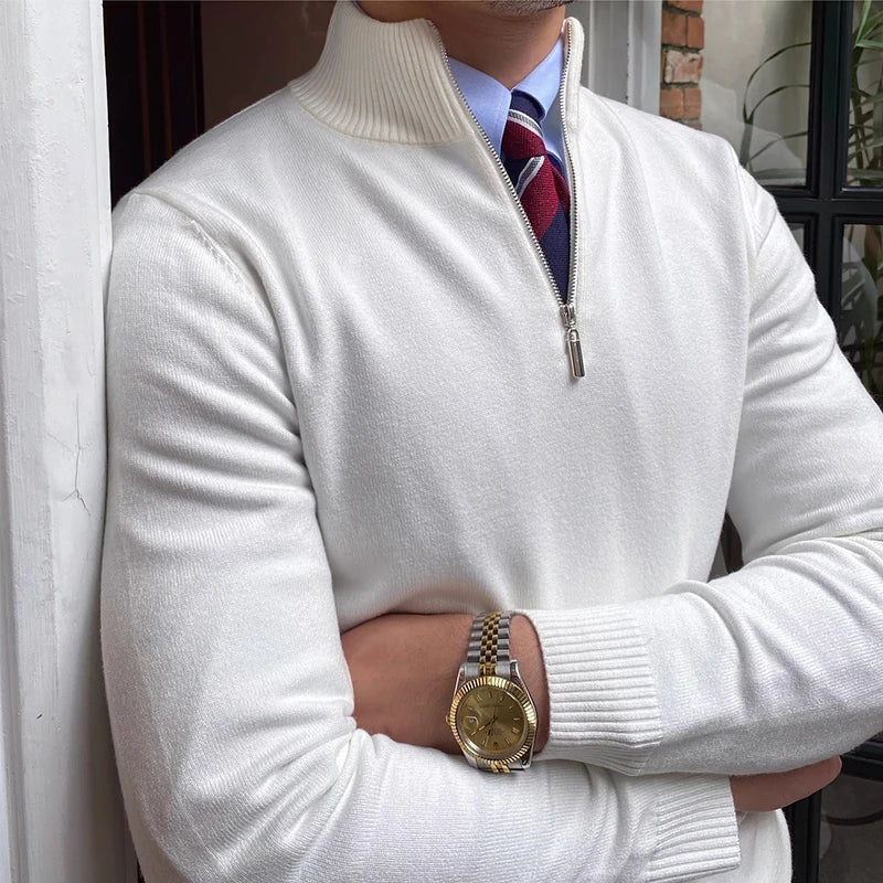 Men's Quarter Zip Jumper for Autumn and Winter
