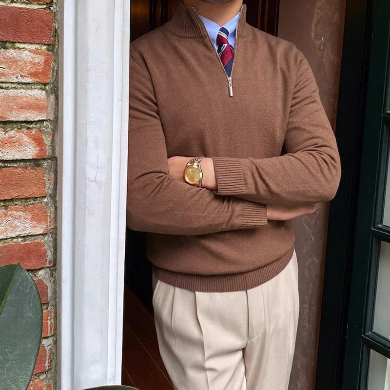 Men's Quarter Zip Jumper for Autumn and Winter