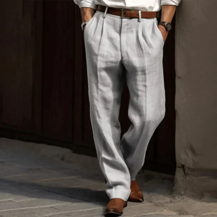 Men's Relaxed Fit Wide Leg Pleated Trousers