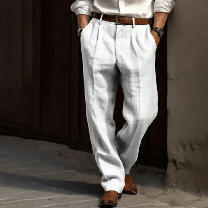 Men's Relaxed Fit Wide Leg Pleated Trousers