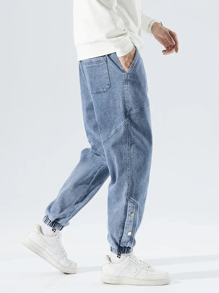 Men's Ribbed Cuff Elasticated Denim Joggers