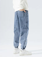 Men's Ribbed Cuff Elasticated Denim Joggers