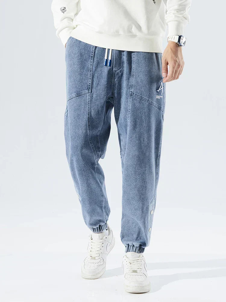 Men's Ribbed Cuff Elasticated Denim Joggers