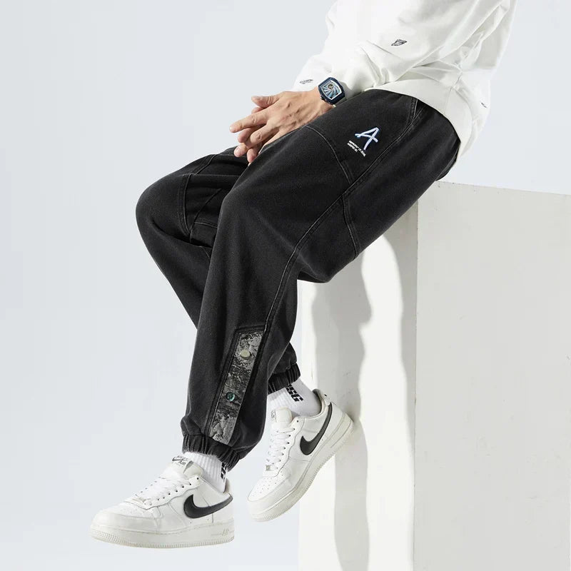 Men's Ribbed Cuff Elasticated Denim Joggers