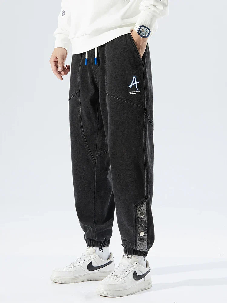 Men's Ribbed Cuff Elasticated Denim Joggers