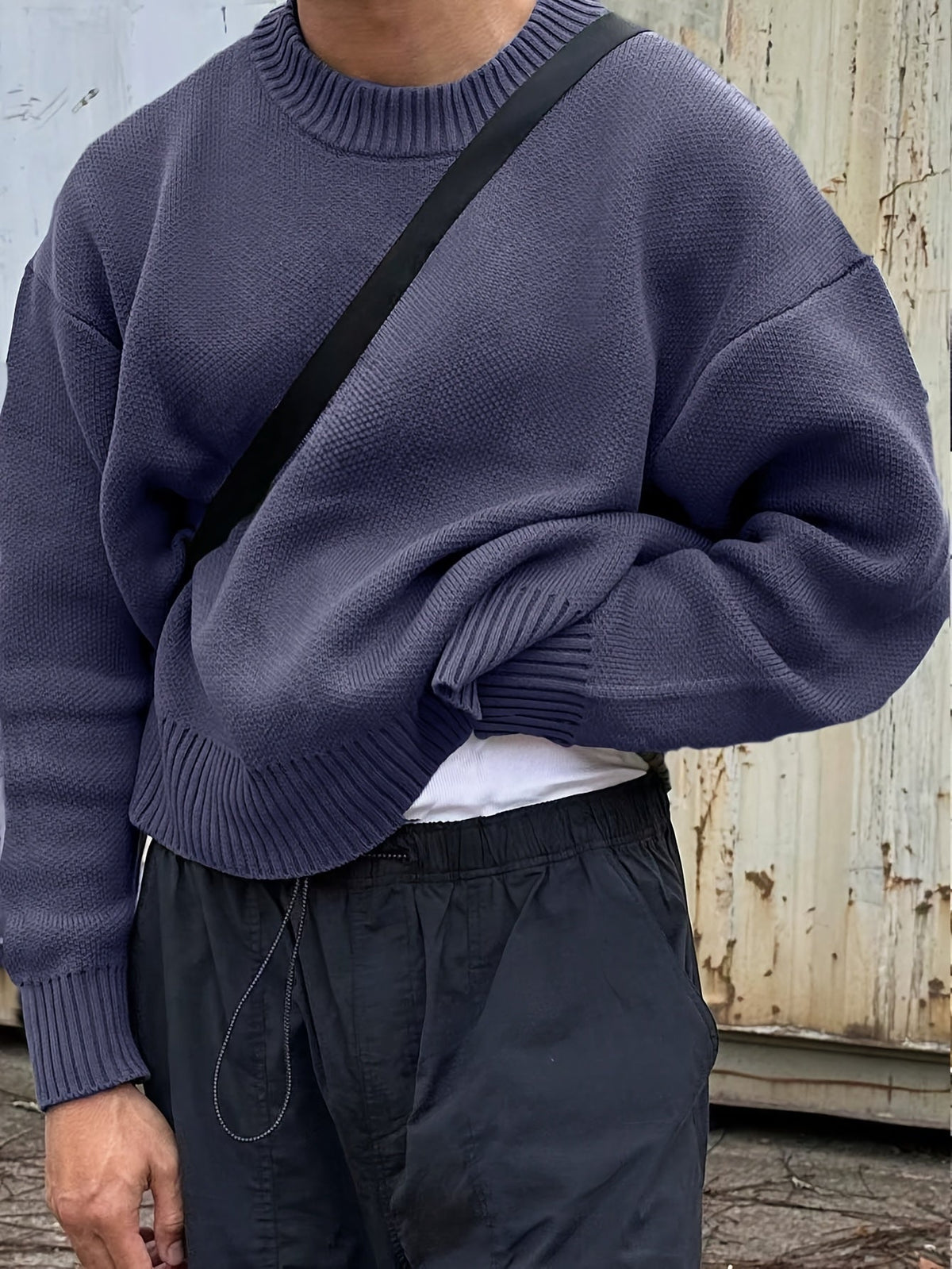 Men's Ribbed Long Sleeve Crew Neck Jumper