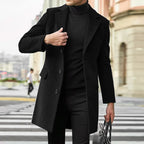 Men's Shearling Lined Leather Look Longline Winter Coat