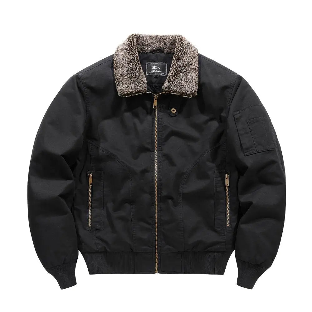 Men's Sherpa Collar Fleece Lined Bomber Jacket