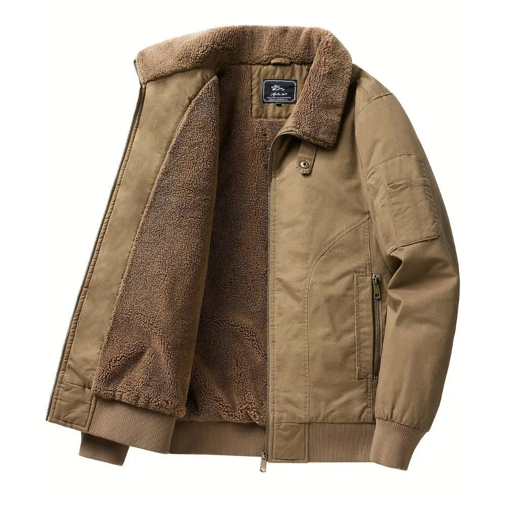 Men's Sherpa Collar Fleece Lined Bomber Jacket