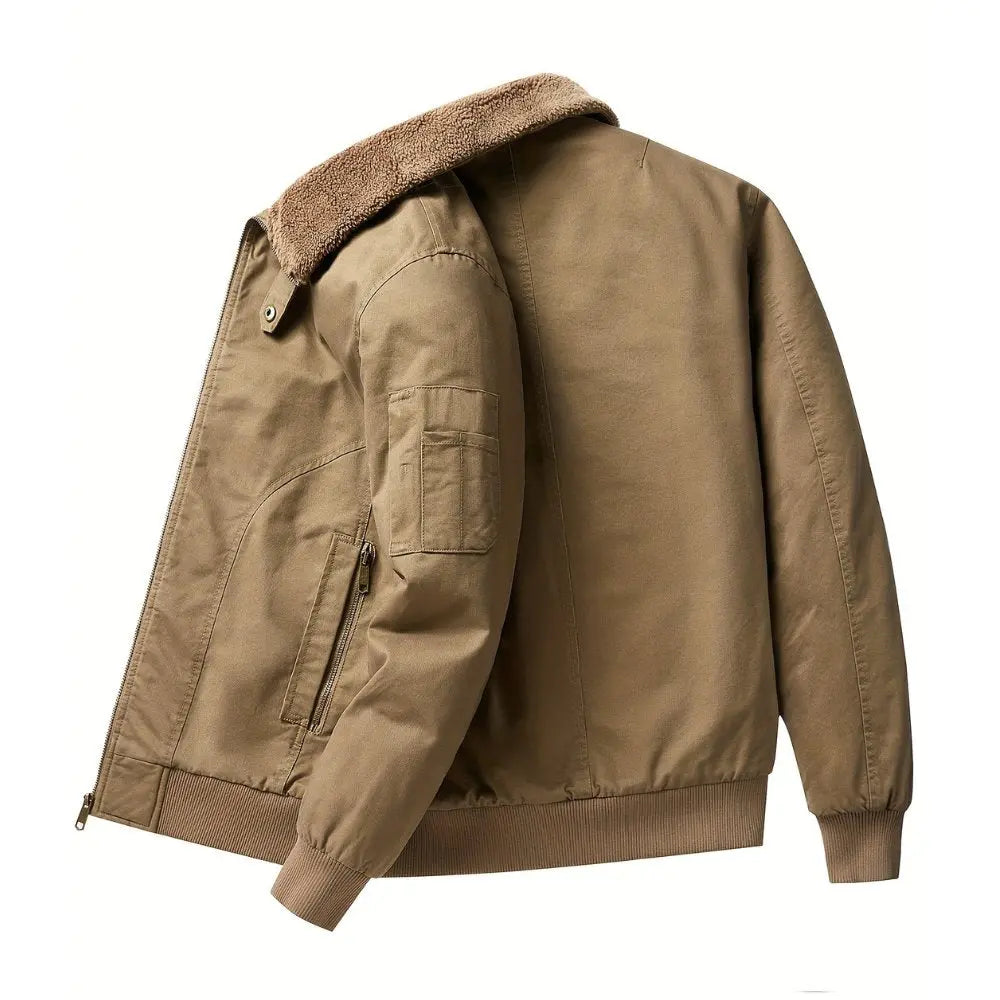 Men's Sherpa Collar Fleece Lined Bomber Jacket
