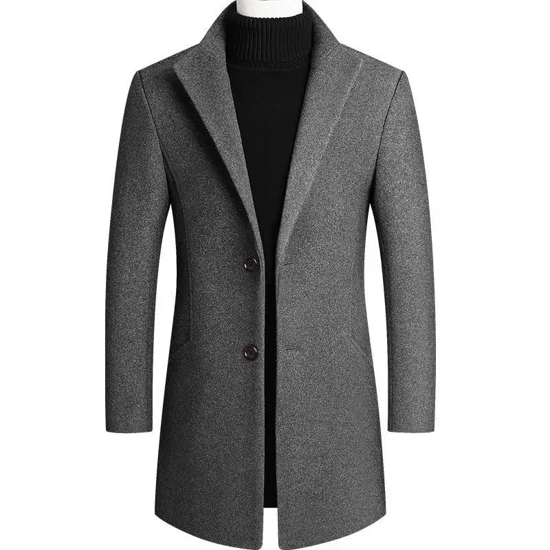 Men's Slim Fit Wool Blend Coat for Autumn and Winter