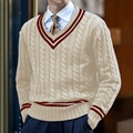 Men's V Neck Cable Knit Jumper