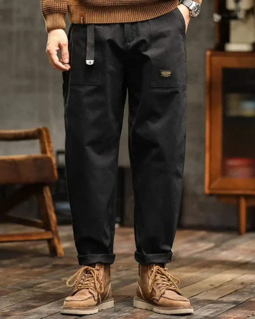 Men's Vintage Wash Rugged Cargo Trousers