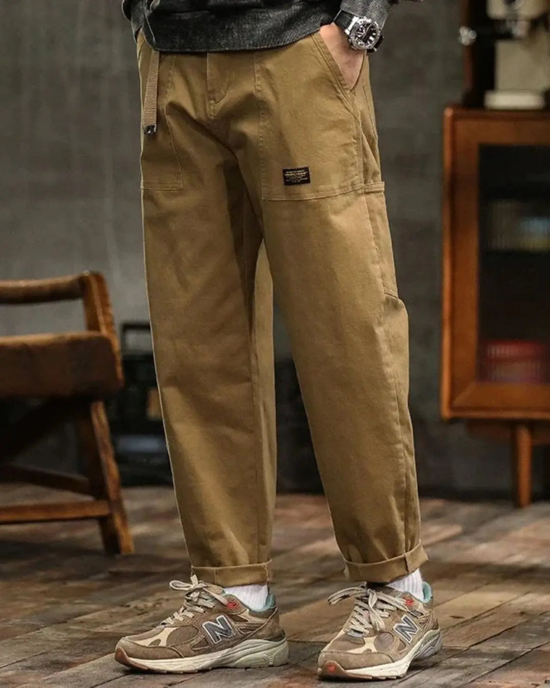 Men's Vintage Wash Rugged Cargo Trousers