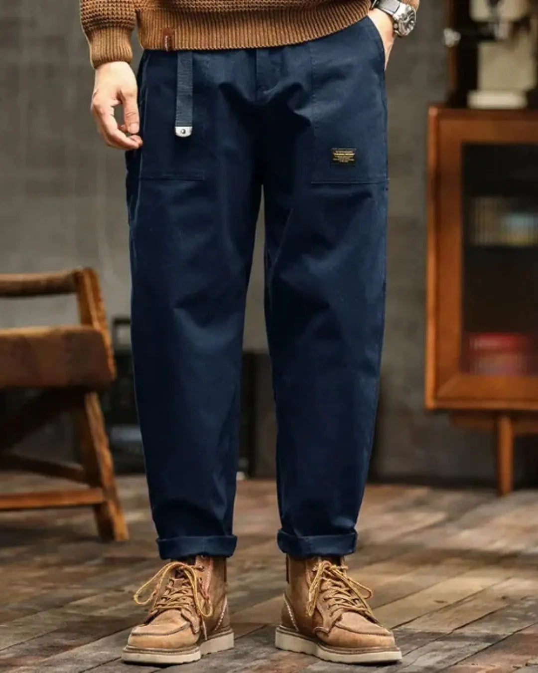 Men's Vintage Wash Rugged Cargo Trousers