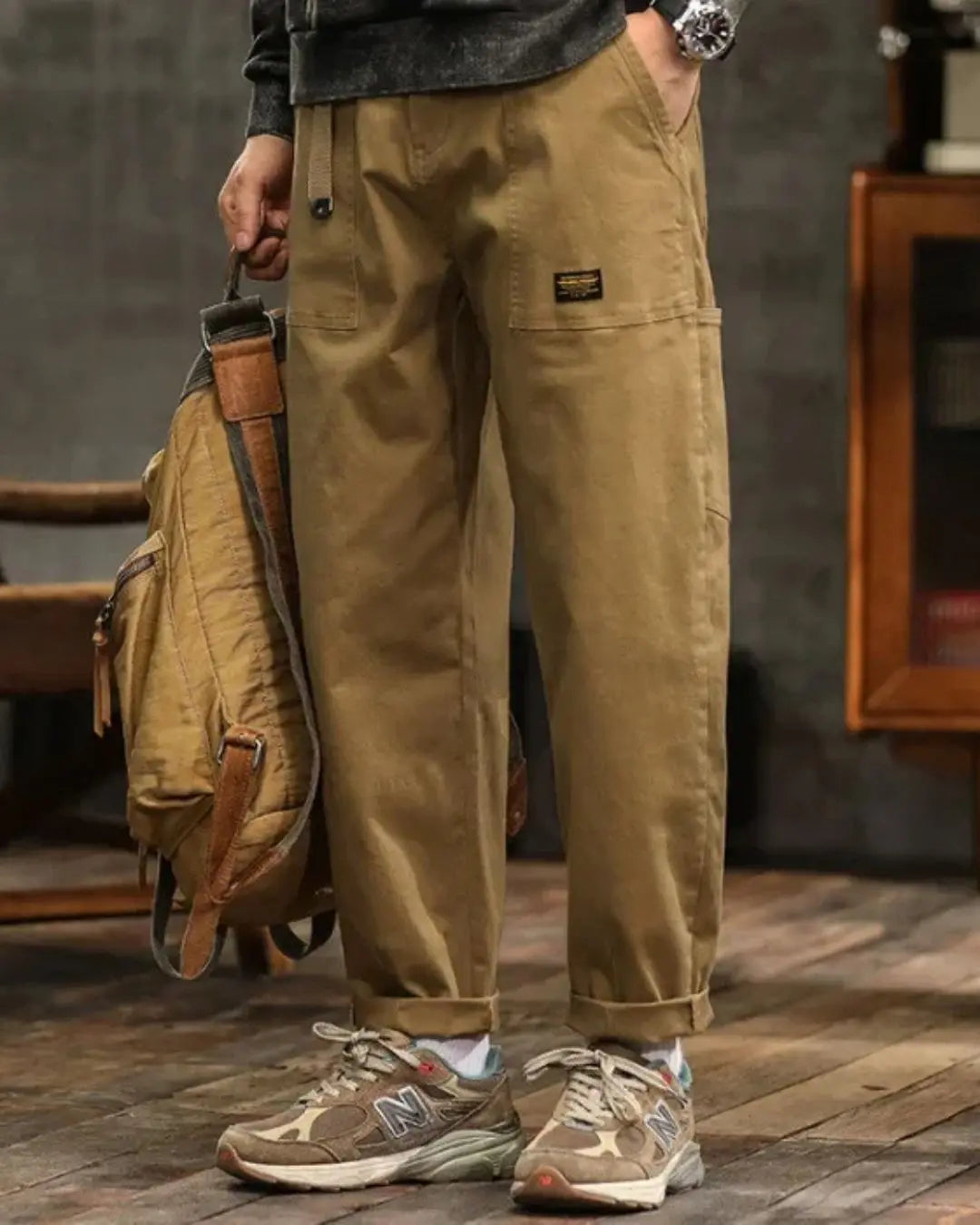 Men's Vintage Wash Rugged Cargo Trousers