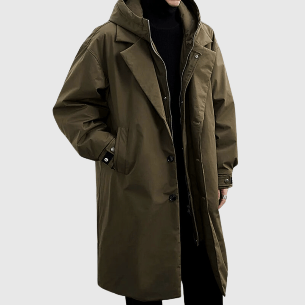 Men's Waterproof Hooded Longline Parka Coat