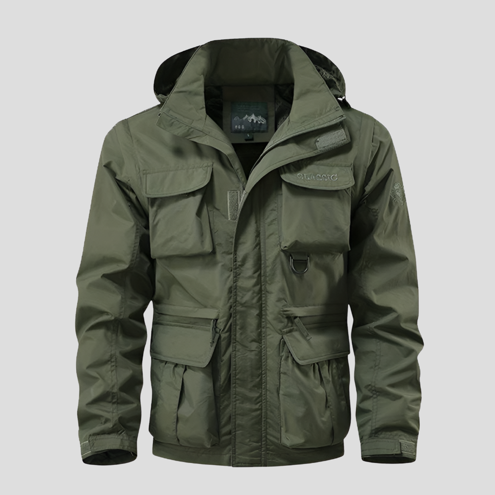 Men's Waterproof Military Style Hooded Field Jacket