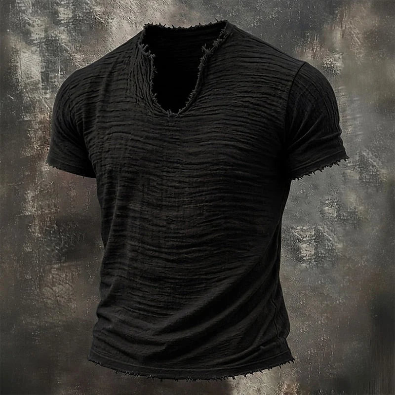 Herren-V-Neck-T-Shirt im Vintage-Look mit lockerer Passform
