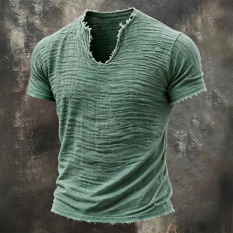 Herren-V-Neck-T-Shirt im Vintage-Look mit lockerer Passform