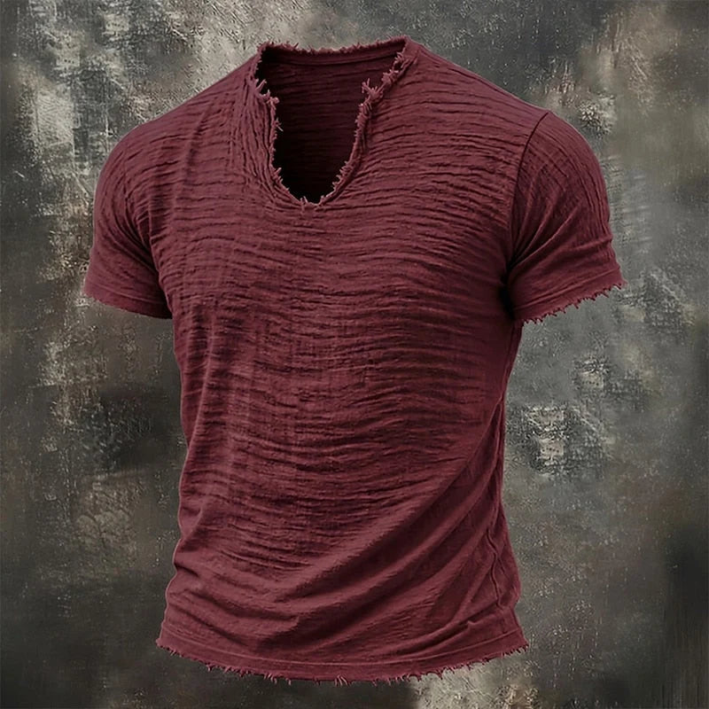 Herren-V-Neck-T-Shirt im Vintage-Look mit lockerer Passform